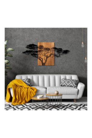 Accessoire mural décoratif en bois - Noir/Noyer
