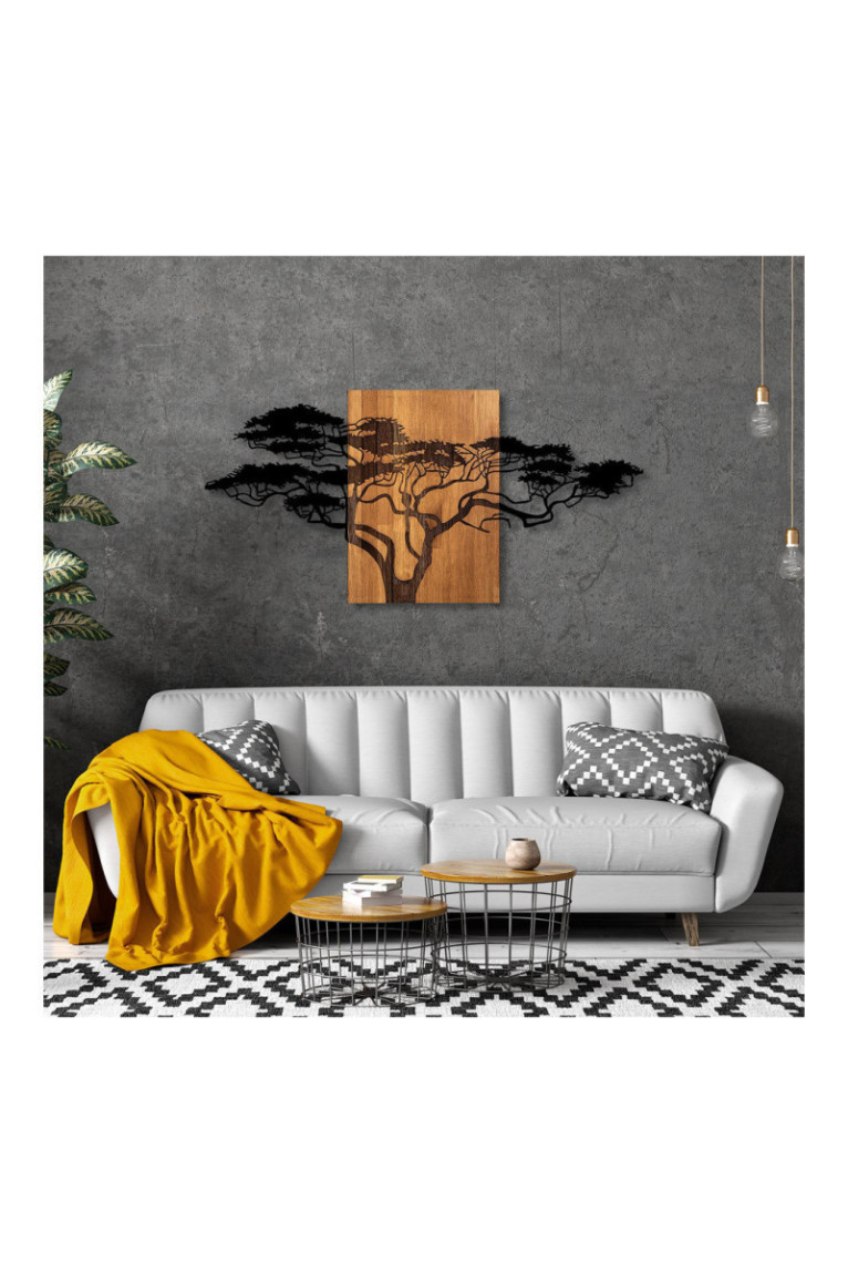 Accessoire mural décoratif en bois - Noir/Noyer