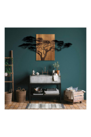 Accessoire mural décoratif en bois - Noir/Noyer