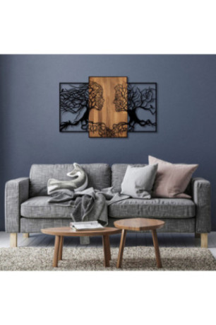 Accessoire mural décoratif en bois - Noir/Noyer