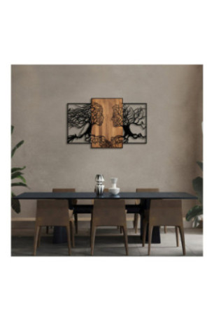 Accessoire mural décoratif en bois - Noir/Noyer