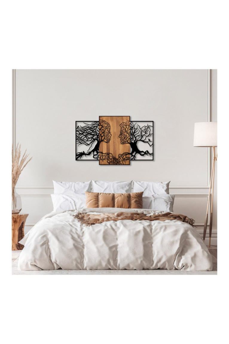 Accessoire mural décoratif en bois - Noir/Noyer