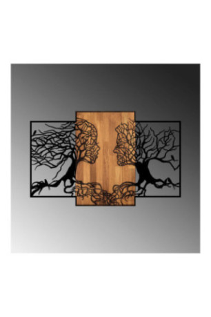 Accessoire mural décoratif en bois - Noir/Noyer