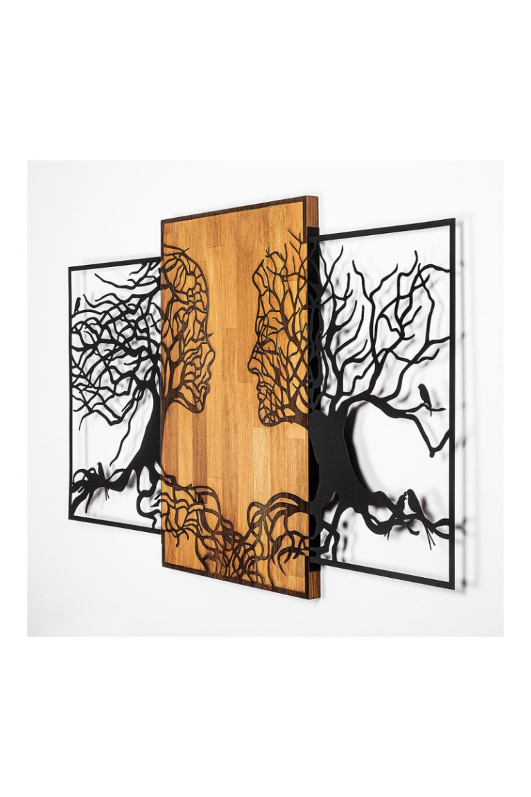 Accessoire mural décoratif en bois - Noir/Noyer