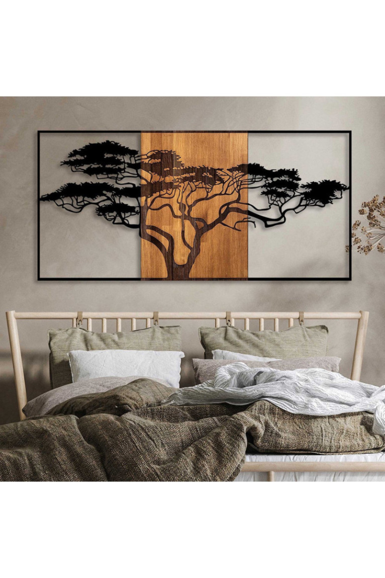 Accessoire mural décoratif en bois - Noir/Noyer