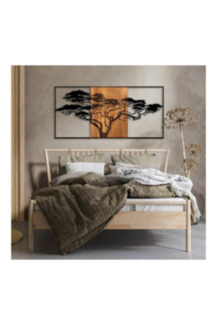 Accessoire mural décoratif en bois - Noir/Noyer
