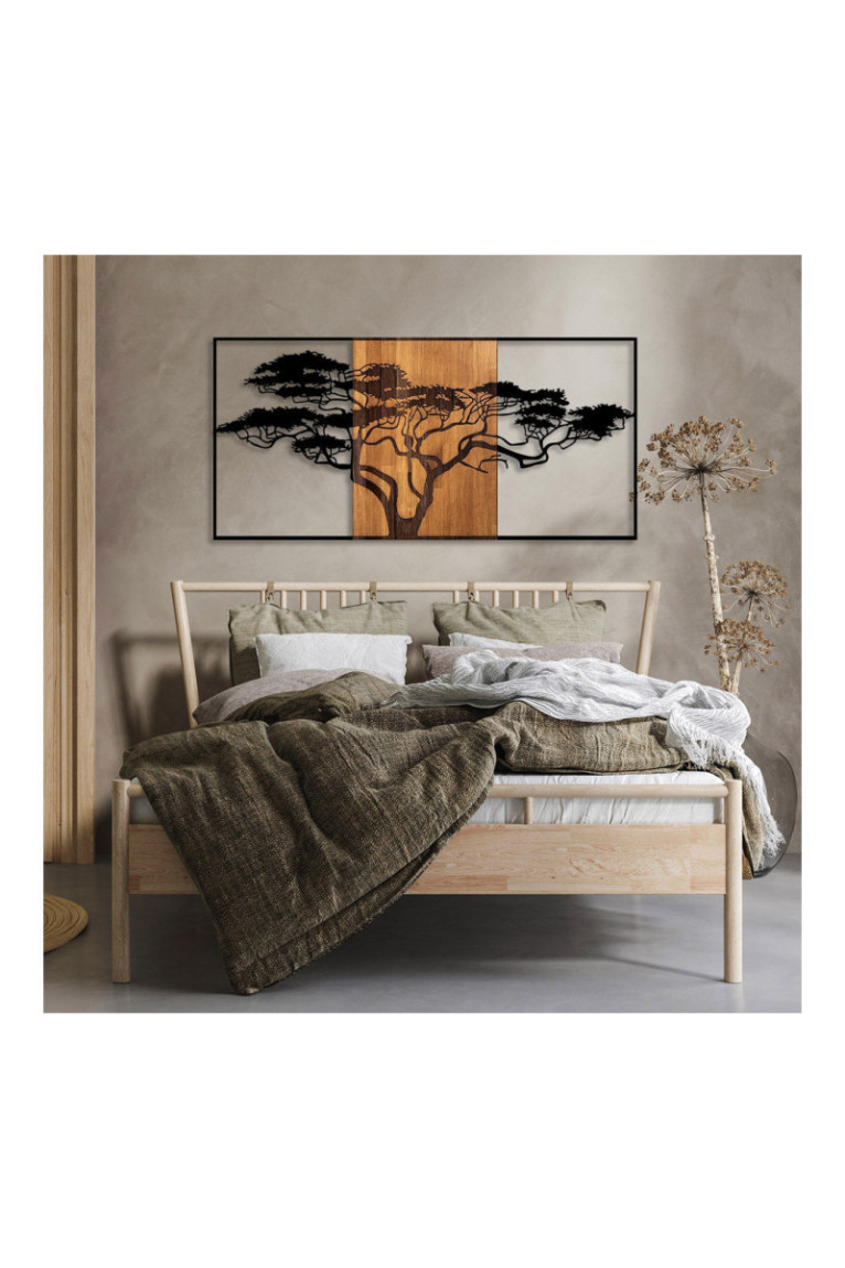 Accessoire mural décoratif en bois - Noir/Noyer