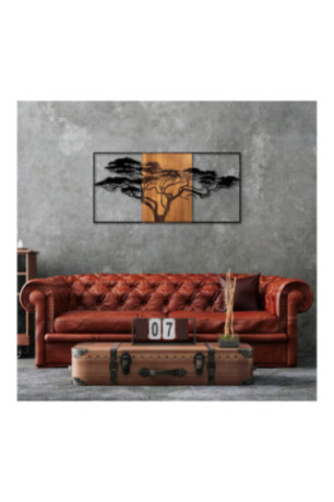 Accessoire mural décoratif en bois - Noir/Noyer