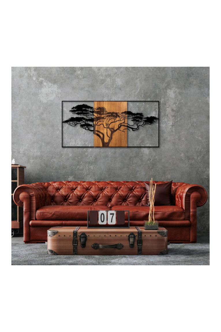 Accessoire mural décoratif en bois - Noir/Noyer
