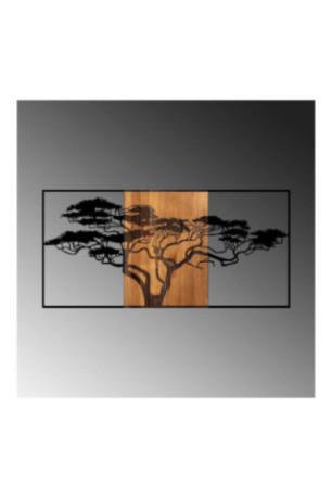 Accessoire mural décoratif en bois - Noir/Noyer