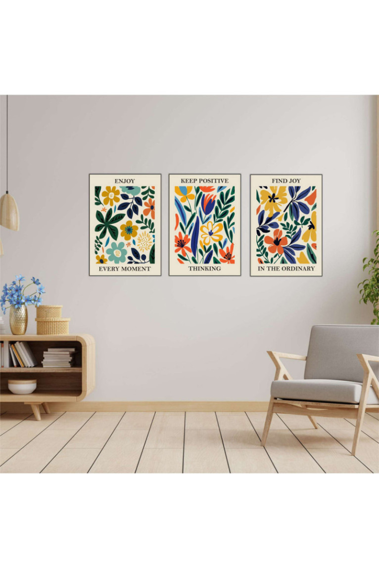 Tableau décoratif en MDF (3 pièces) - Multicolore