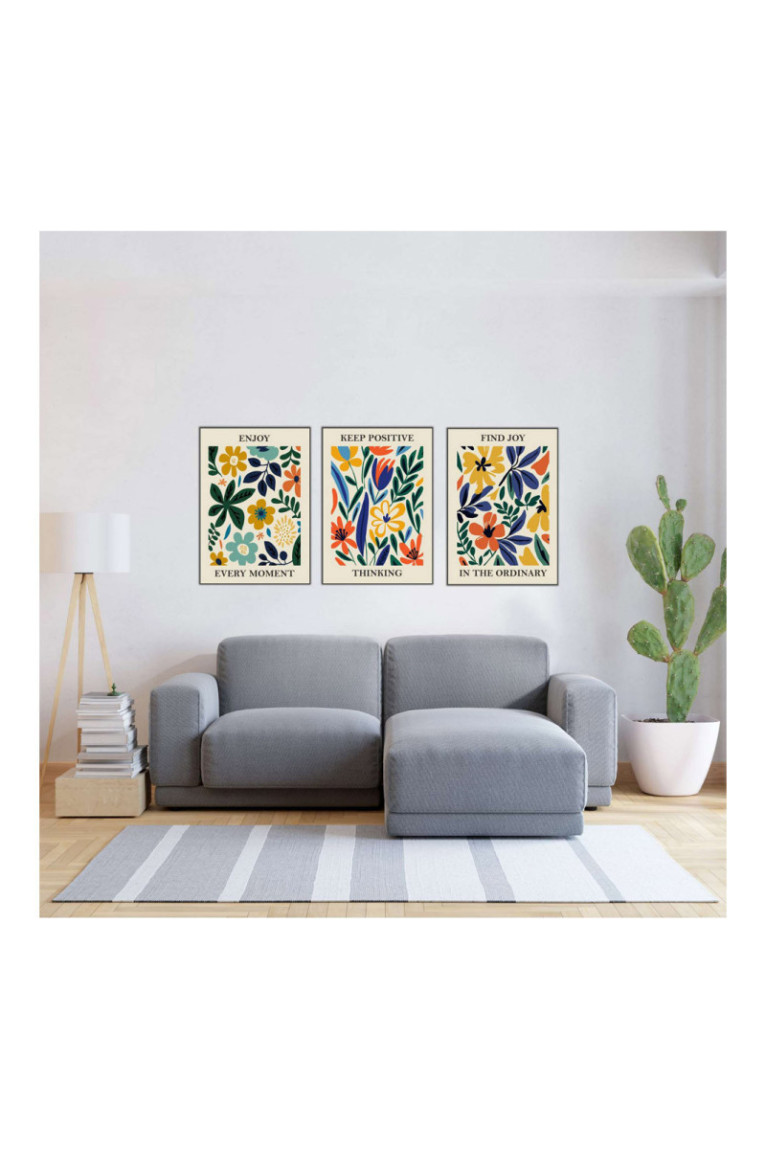Tableau décoratif en MDF (3 pièces) - Multicolore