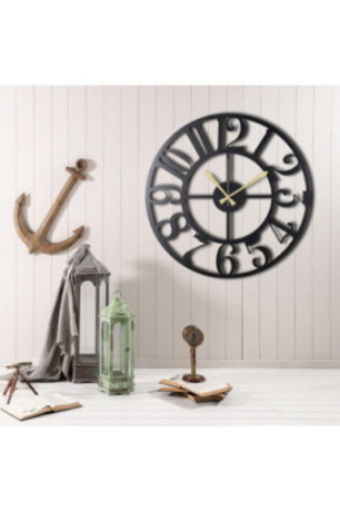Horloge murale décorative en métal - Noir