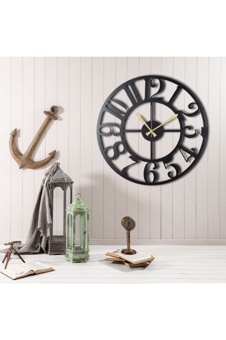 Horloge murale décorative en métal - Noir