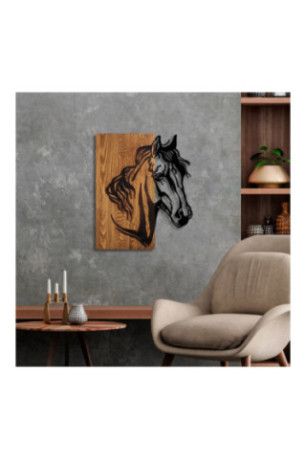 Accessoire mural décoratif en bois - Noyer/Noir