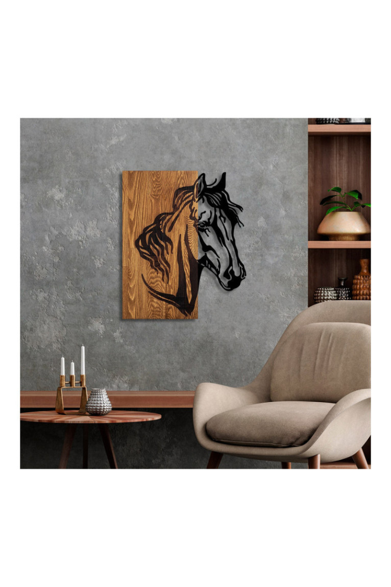 Accessoire mural décoratif en bois - Noyer/Noir