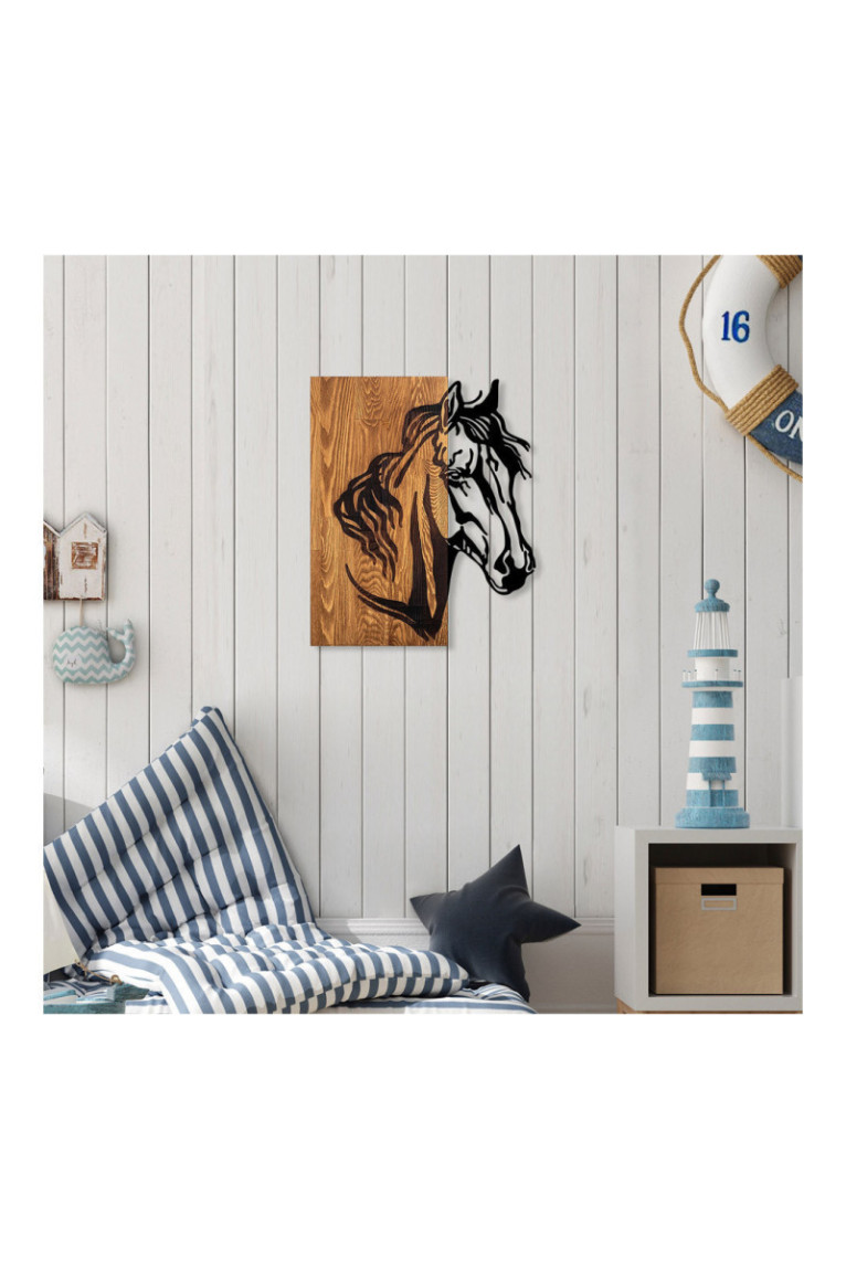 Accessoire mural décoratif en bois - Noyer/Noir