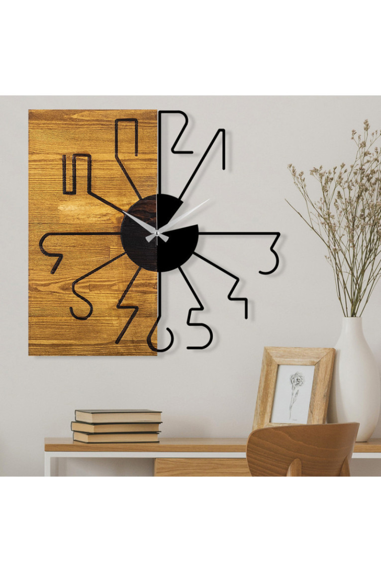 Horloge murale décorative en bois - Noyer noir