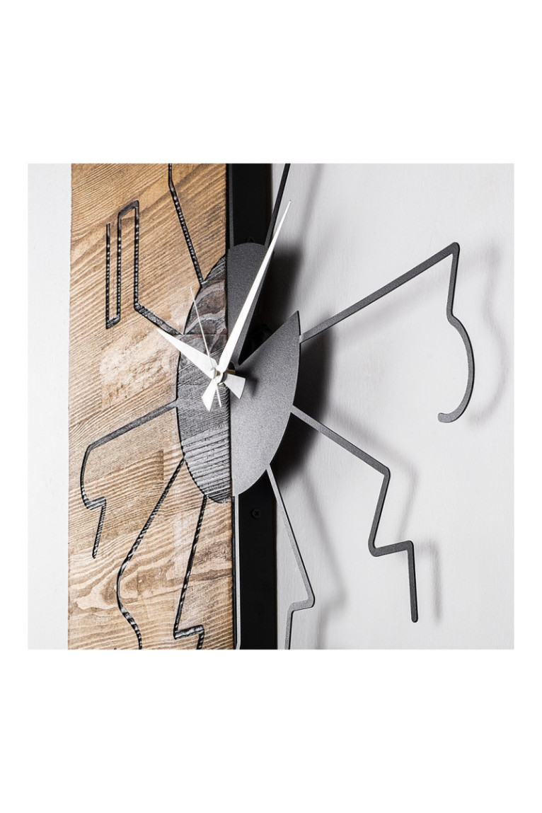 Horloge murale décorative en bois - Noyer noir