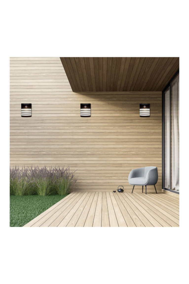 Applique Murale Solaire Extérieure Noire - Sans Fil - Détecteur de Mouvement