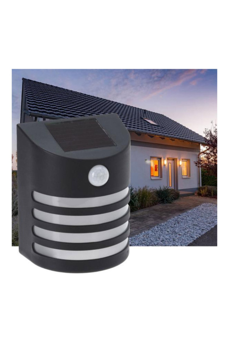 Applique Murale Solaire Extérieure Noire - Sans Fil - Détecteur de Mouvement