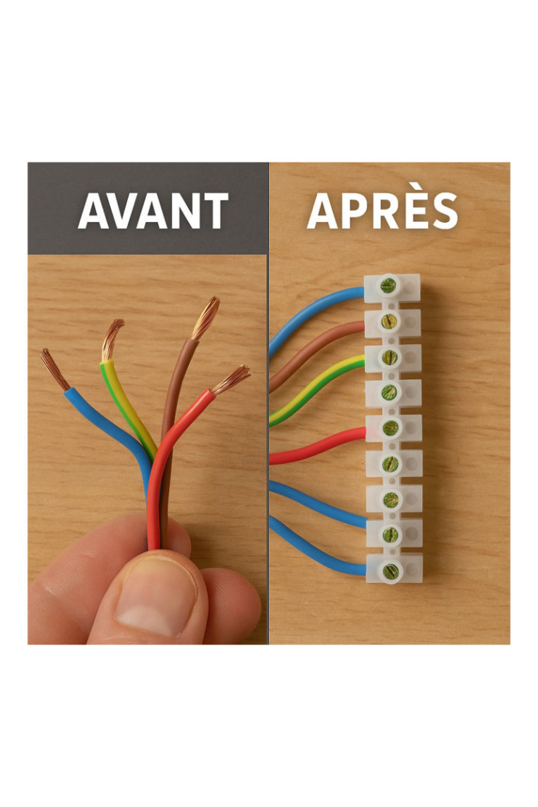 Barrette de 12 Dominos Électriques 6 mm - Raccordement Fils 380V 6A