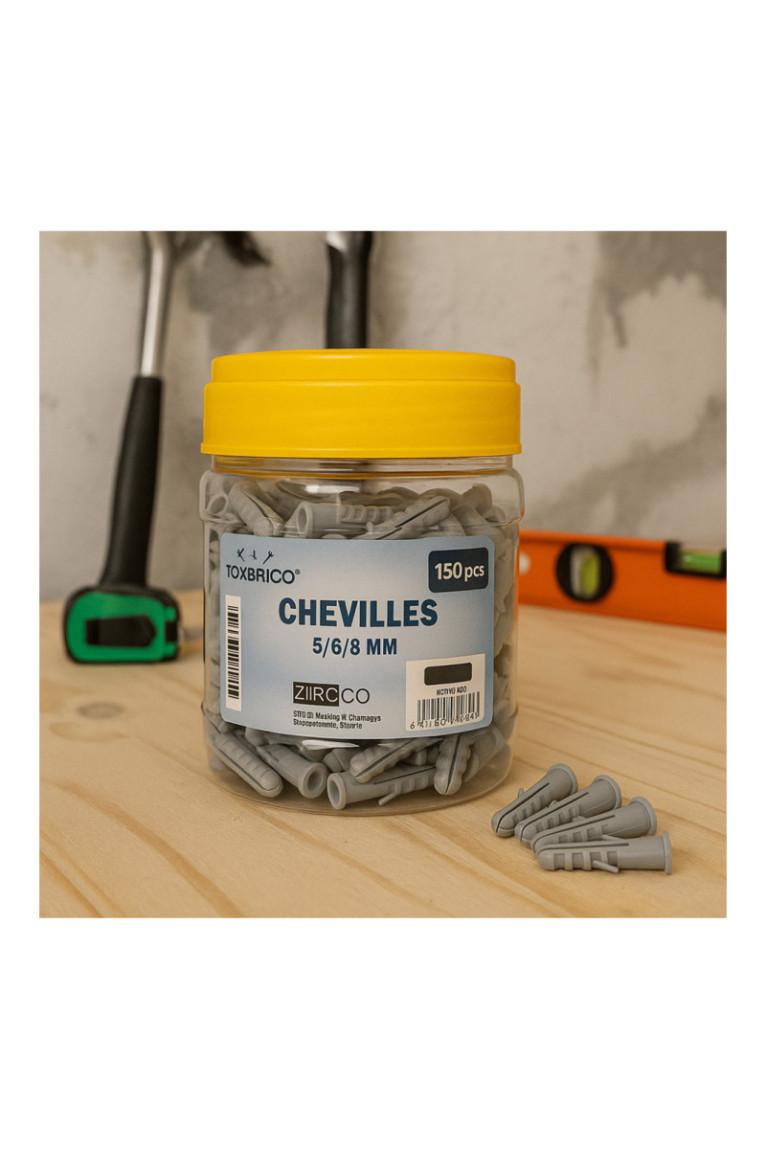 Lot de 150 Chevilles 5/6/8 mm avec Boîte de Rangement