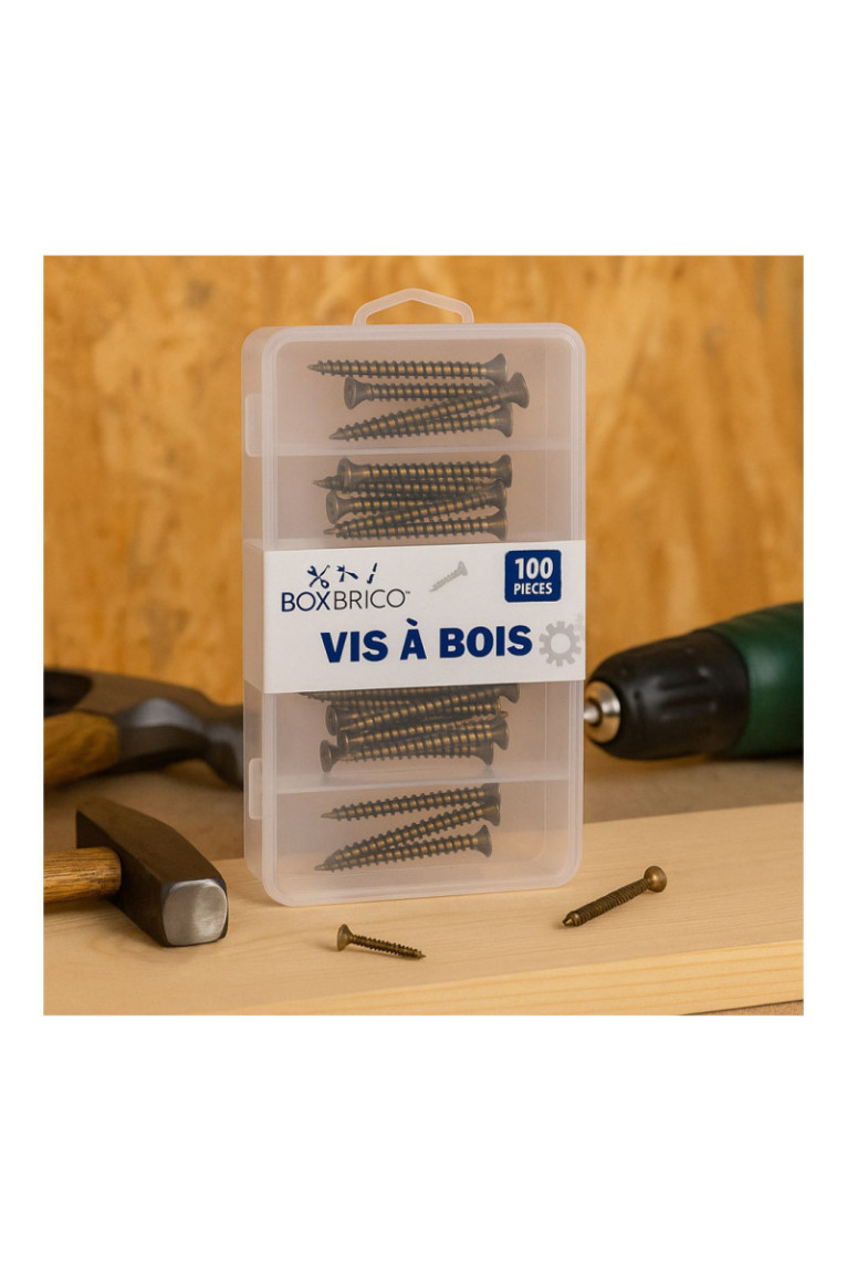 Lot de 100 Vis à Bois - 5 Tailles