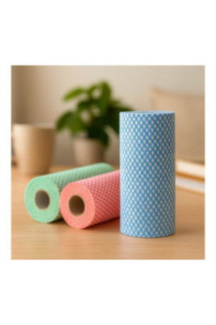 Pack de 2 Rouleaux de 50 Lingettes Lavables - Couleur Aléatoire