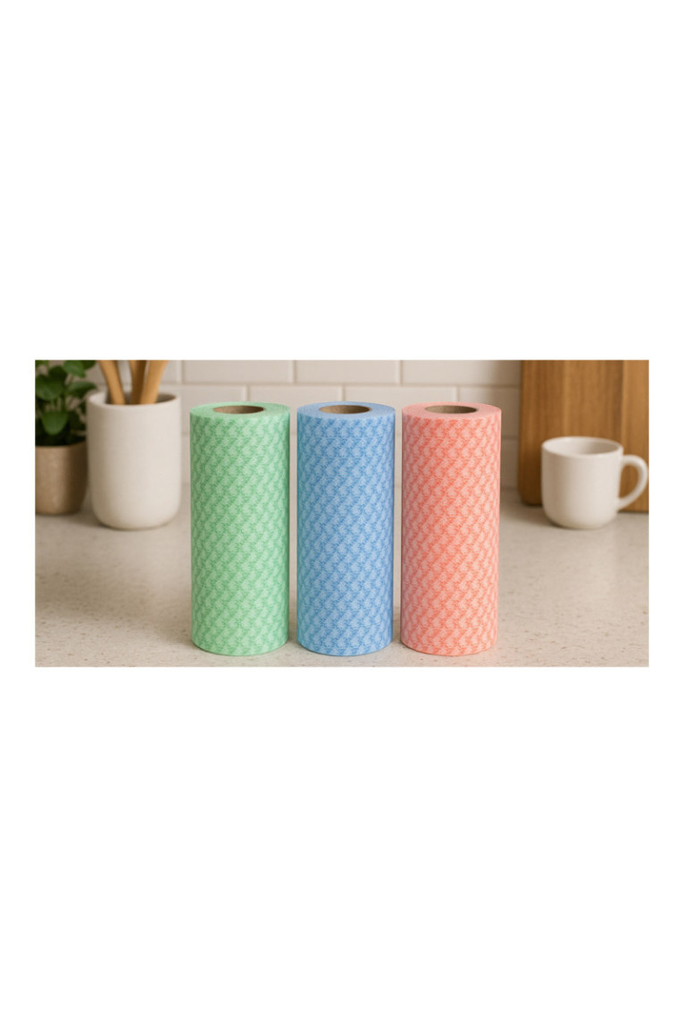 Pack de 2 Rouleaux de 50 Lingettes Lavables - Couleur Aléatoire