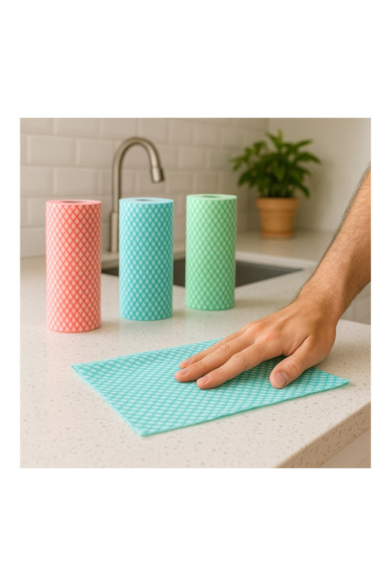 Pack de 2 Rouleaux de 50 Lingettes Lavables - Couleur Aléatoire