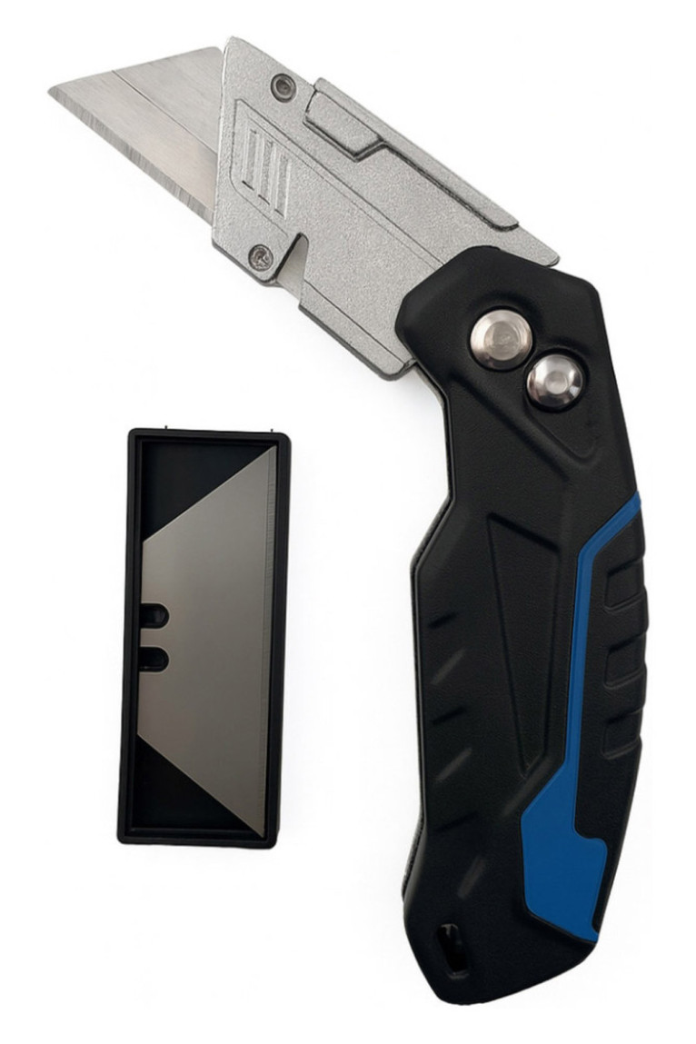 Cutter Pliant Robuste avec 3 Lames - Couleur Aléatoire
