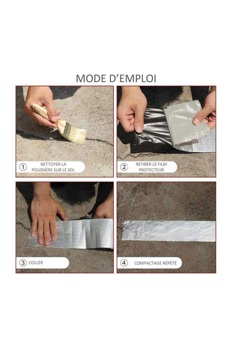 Ruban Butyle en Aluminium Ultra-Étanche pour les Fuites et Fissures - 50mm x 5M