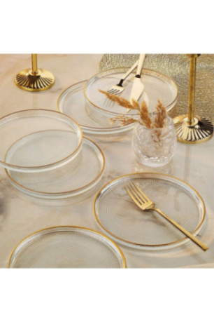 Ensemble d'assiettes à dessert (6 pièces) - Or transparent