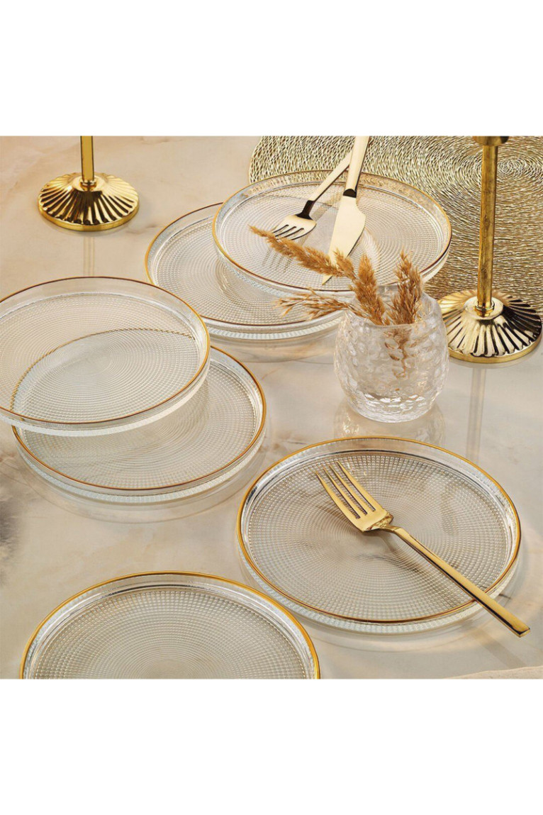Ensemble d'assiettes à dessert (6 pièces) - Or transparent