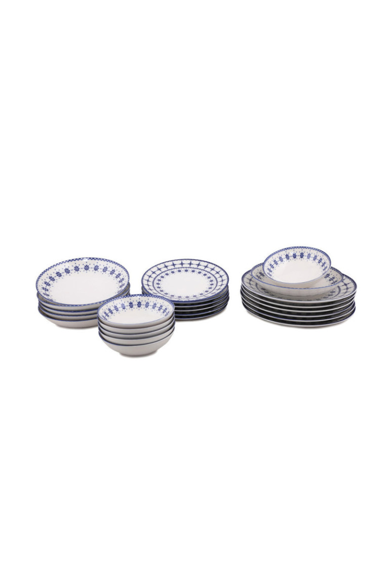 Service de table (24 pièces) - Blanc/Bleu