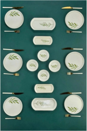 Ensemble petit-déjeuner (14 pièces) - Blanc Vert Vert clair