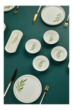 Ensemble petit-déjeuner (14 pièces) - Blanc Vert Vert clair