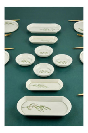 Ensemble petit-déjeuner (14 pièces) - Blanc Vert Vert clair