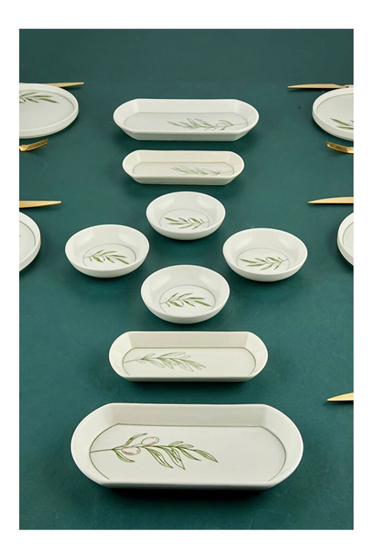 Ensemble petit-déjeuner (14 pièces) - Blanc Vert Vert clair