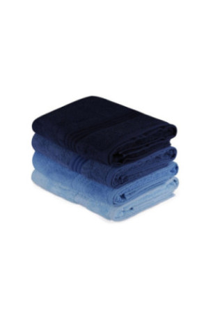 Ensemble de serviettes de bain (4 pièces) - Bleu foncé Bleu clair