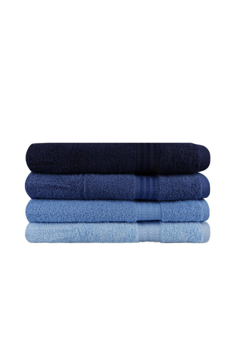 Ensemble de serviettes de bain (4 pièces) - Bleu foncé Bleu clair