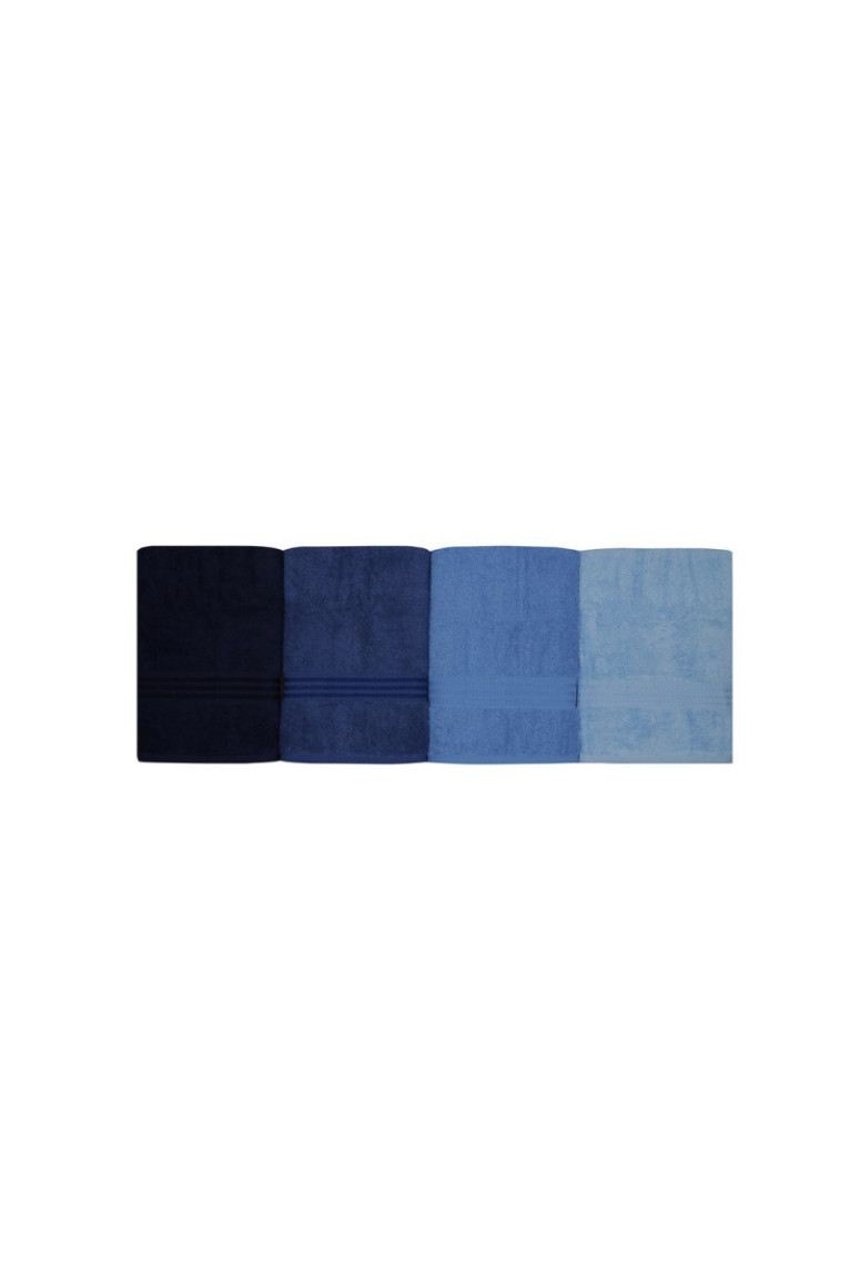 Ensemble de serviettes de bain (4 pièces) - Bleu foncé Bleu clair