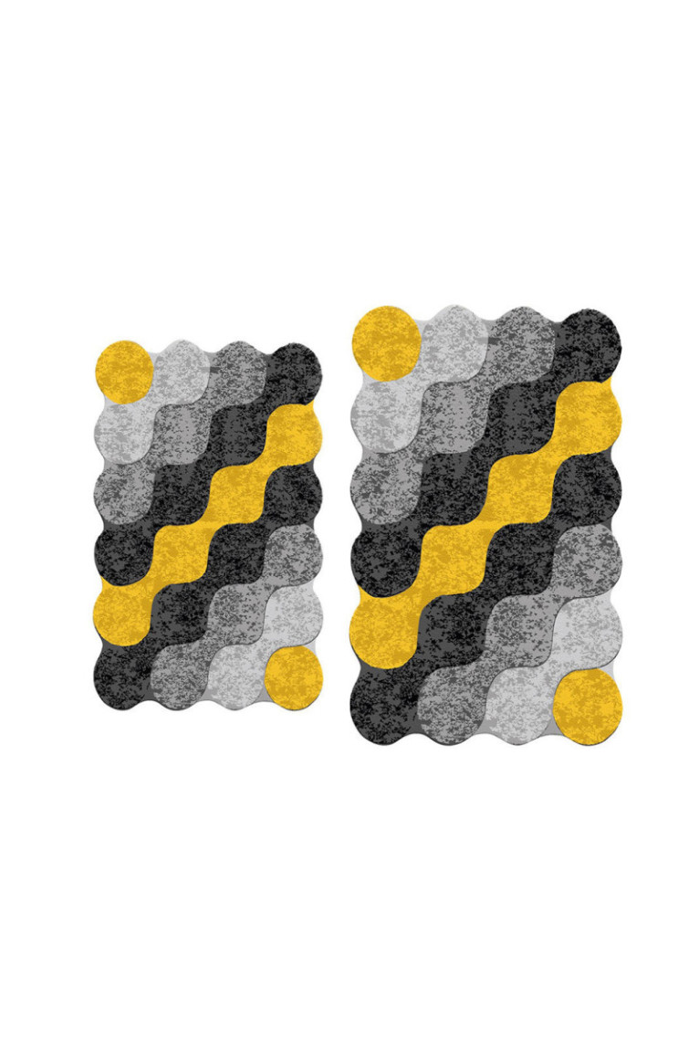 Ensemble de tapis de bain (2 pièces) - Jaune anthracite gris