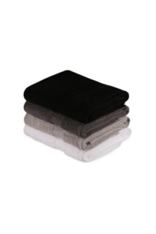 Ensemble de serviettes de bain (4 pièces) - Blanc Gris Gris foncé Noir