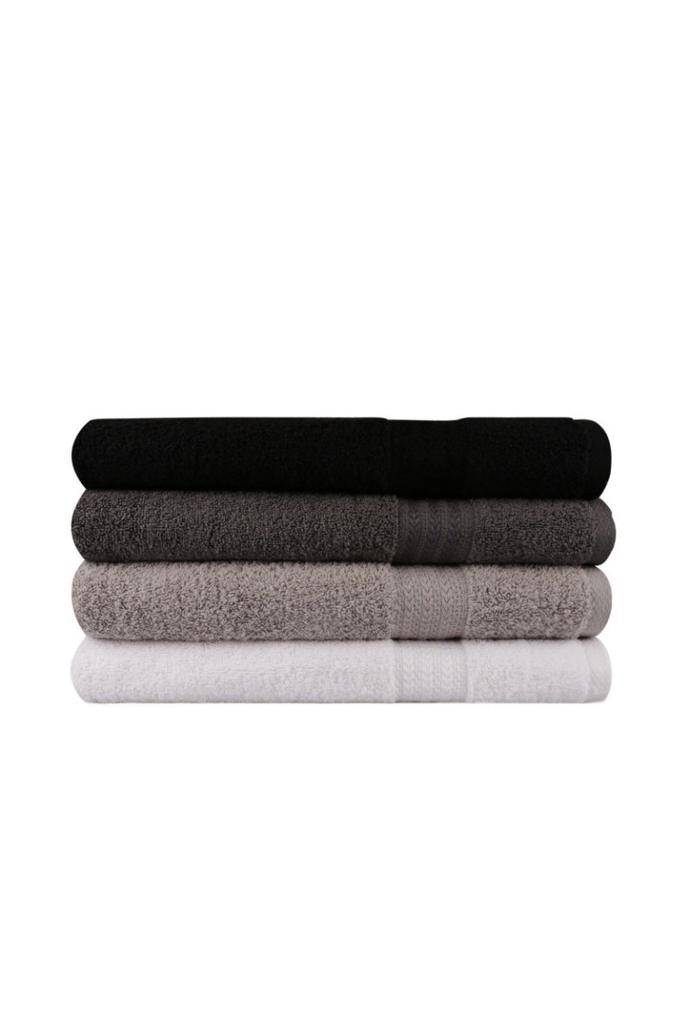 Ensemble de serviettes de bain (4 pièces) - Blanc Gris Gris foncé Noir