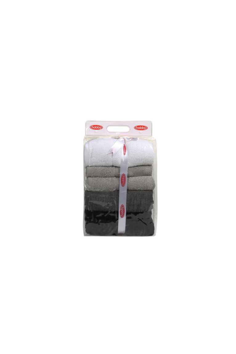 Ensemble de serviettes de bain (4 pièces) - Blanc Gris Gris foncé Noir