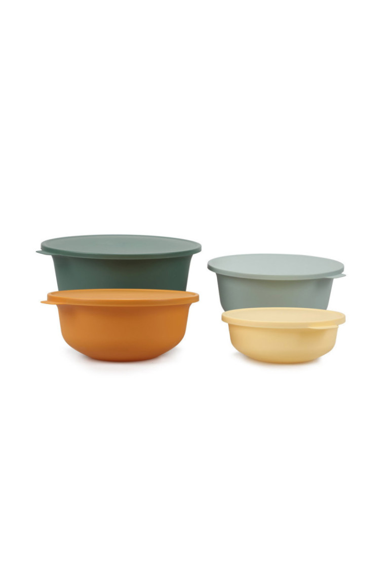Boîte de conservation (4 pièces) - Vert turquoise orange jaune
