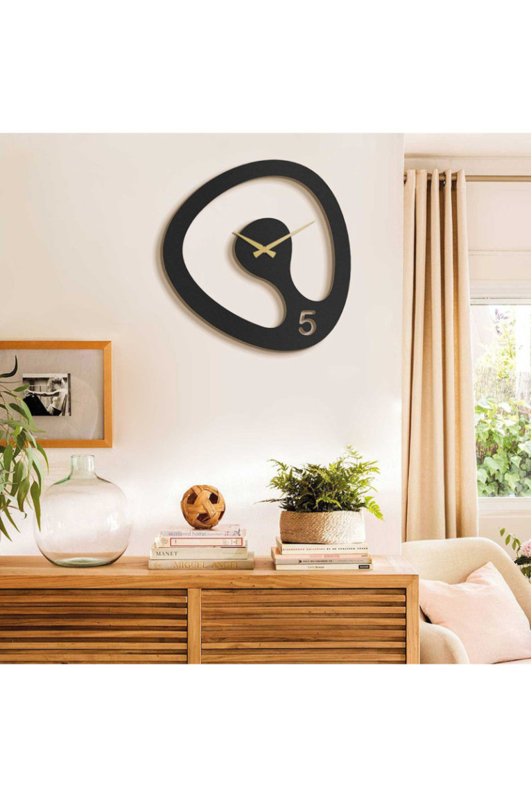 Horloge murale décorative en métal - Or noir