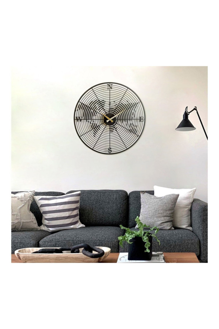 Horloge murale décorative en métal - Noir